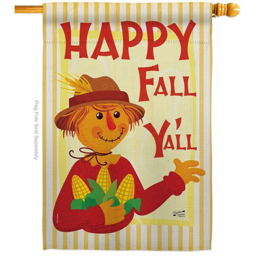 Outdoor Decor * | Angeleno Heritage Made And Designed Los Angeles California 28 In. X 40 In. Fall Scarecrow Fall House Flag Double-Sided Decorative Vertical Flags