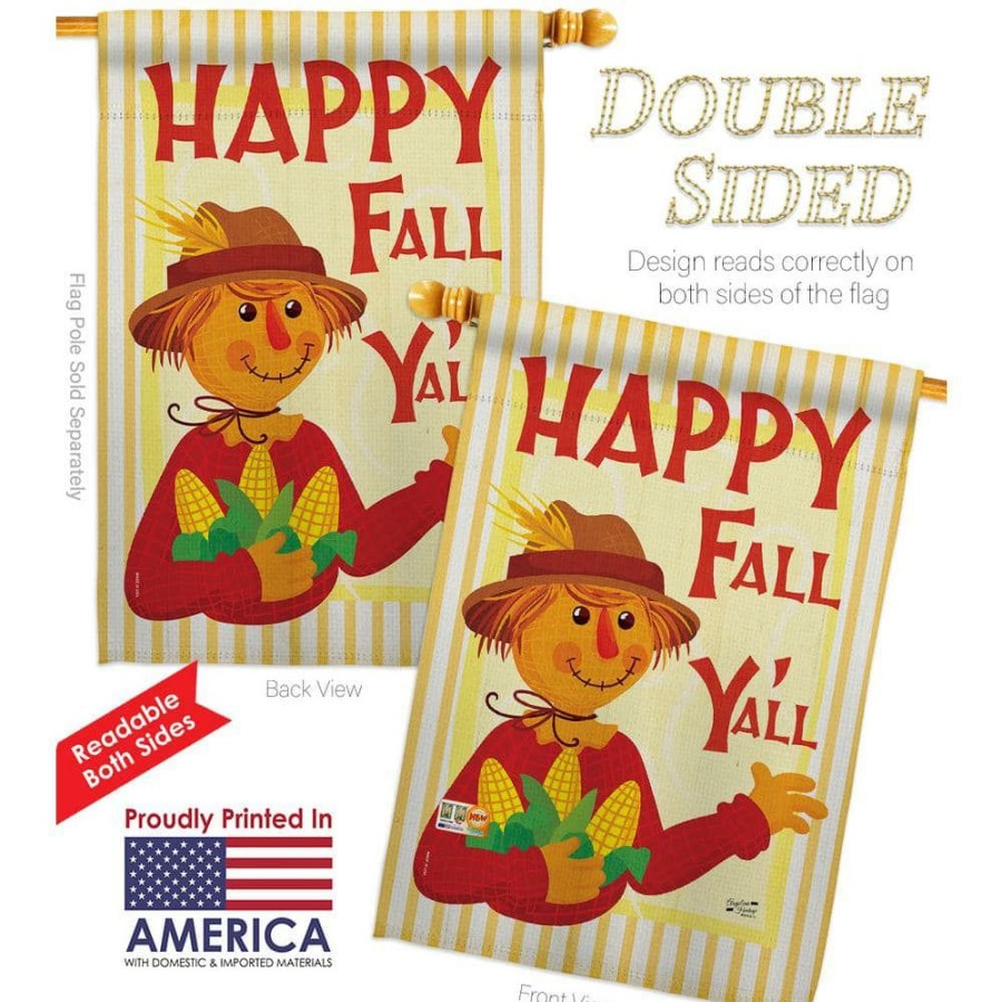 Outdoor Decor * | Angeleno Heritage Made And Designed Los Angeles California 28 In. X 40 In. Fall Scarecrow Fall House Flag Double-Sided Decorative Vertical Flags