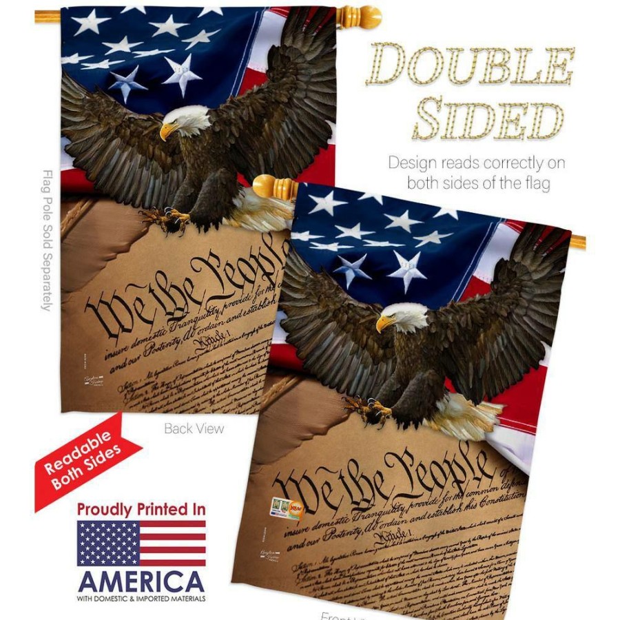 Outdoor Decor * | Angeleno Heritage Made And Designed Los Angeles California 28 In. X 40 In. We The People Armed Forces House Flag Double-Sided Decorative Vertical Flags