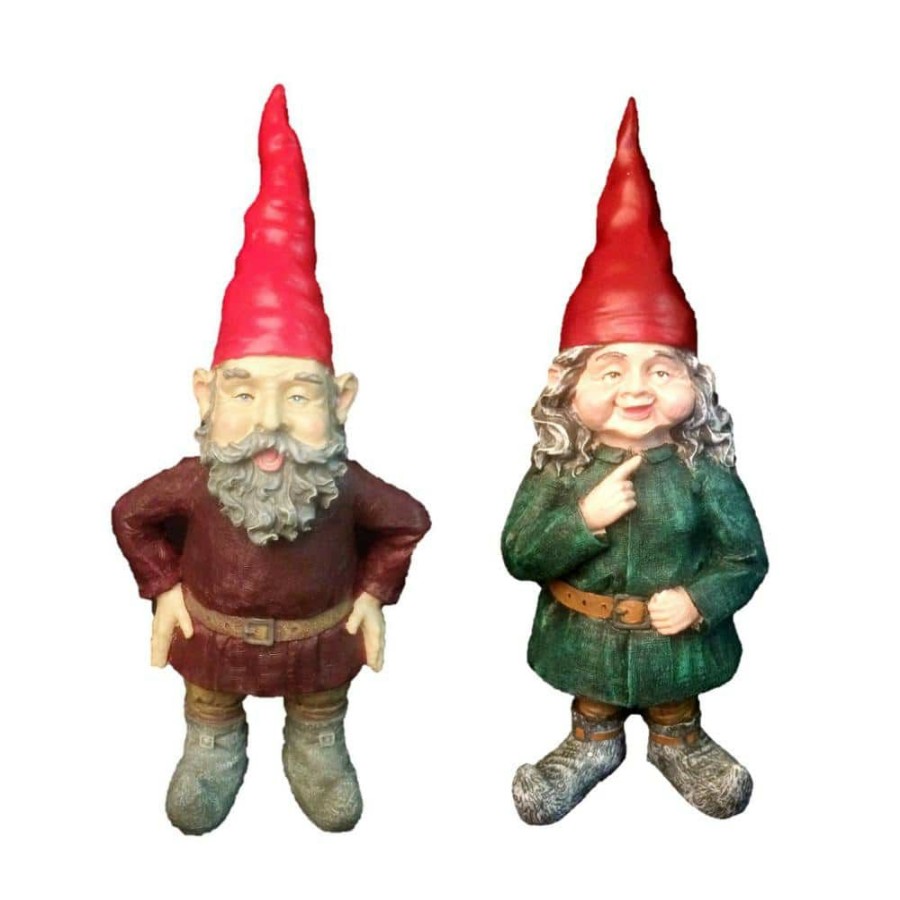 Outdoor Decor * | Homestyles 14 In. H Gnomes Of Toad Hollow-Merlin And Zelda The Female Garden Gnome Couple Figurine Statue