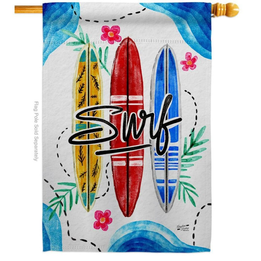 Outdoor Decor * | Angeleno Heritage Made And Designed Los Angeles California 28 In. X 40 In. Surf Coastal House Flag Double-Sided Decorative Vertical Flags