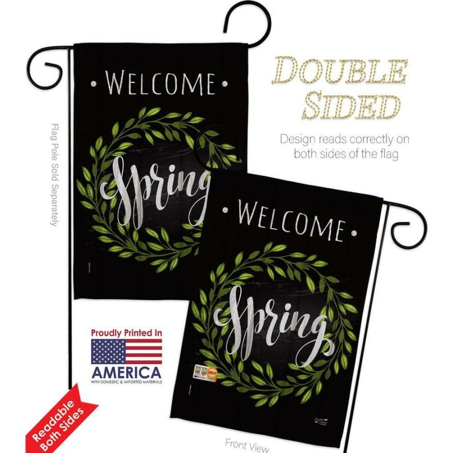 Outdoor Decor * | Angeleno Heritage Made And Designed Los Angeles California 13 In. X 18.5 In. Spring Wreath Spring Double-Sided Garden Flag Spring Decorative Vertical Flags