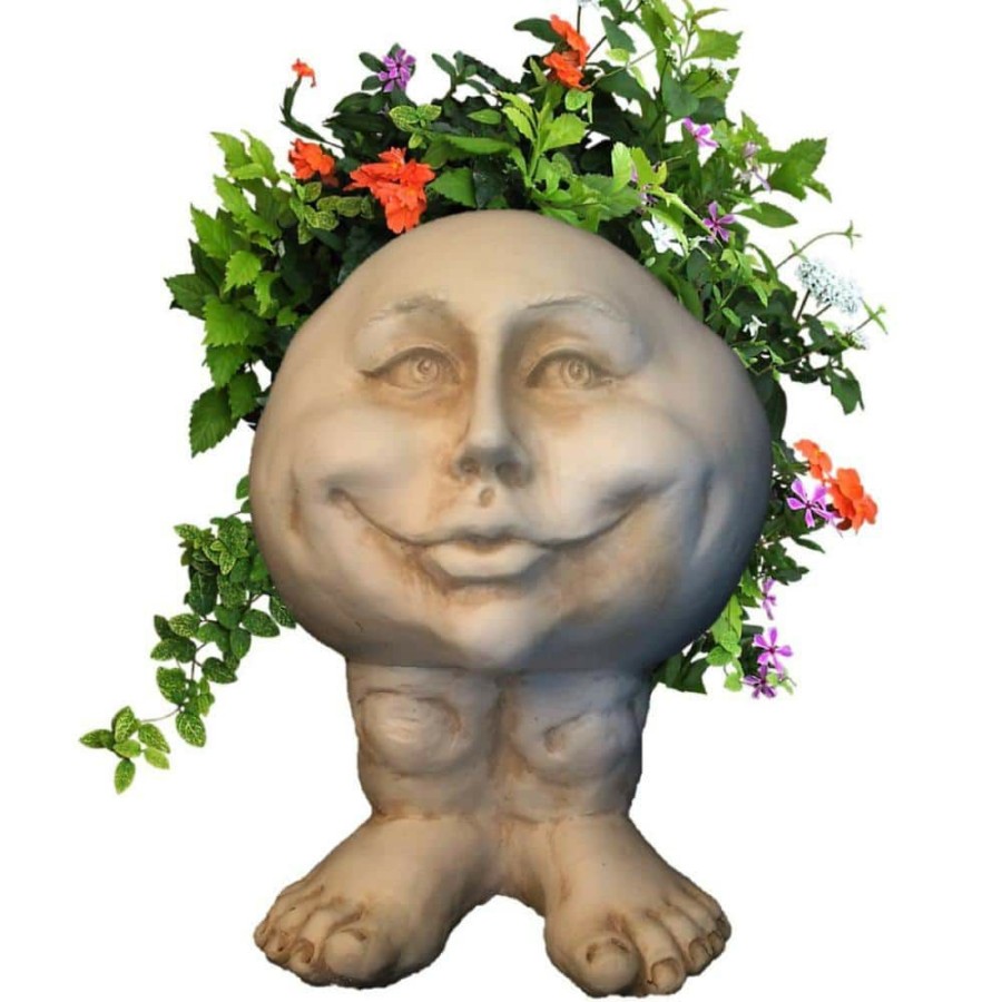 Outdoor Decor * | Homestyles 14 In. Antique White Mama Petunia The Muggly Statue Face Planter Holds 6 In. Pot