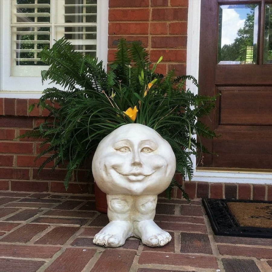 Outdoor Decor * | Homestyles 14 In. Antique White Mama Petunia The Muggly Statue Face Planter Holds 6 In. Pot