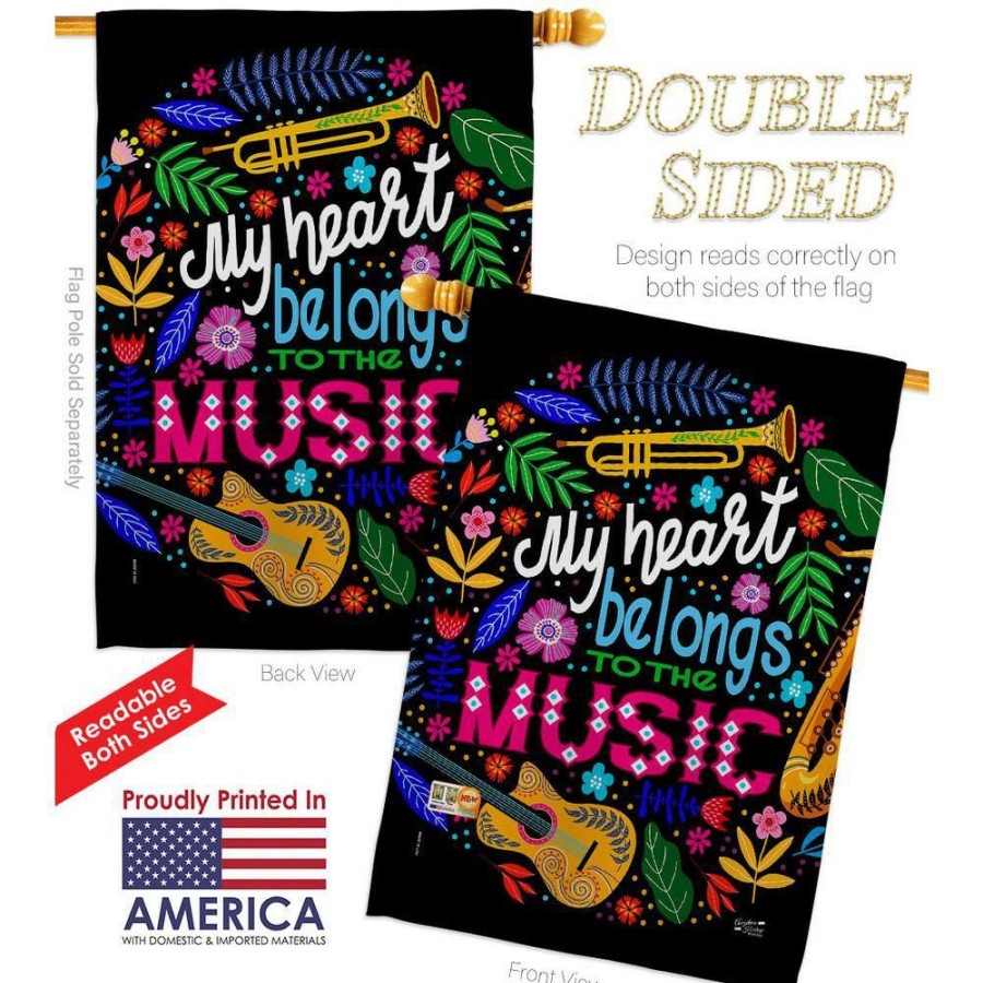 Outdoor Decor * | Angeleno Heritage Made And Designed Los Angeles California 28 In. X 40 In. Belongs To Music Interests House Flag Double-Sided Decorative Vertical Flags