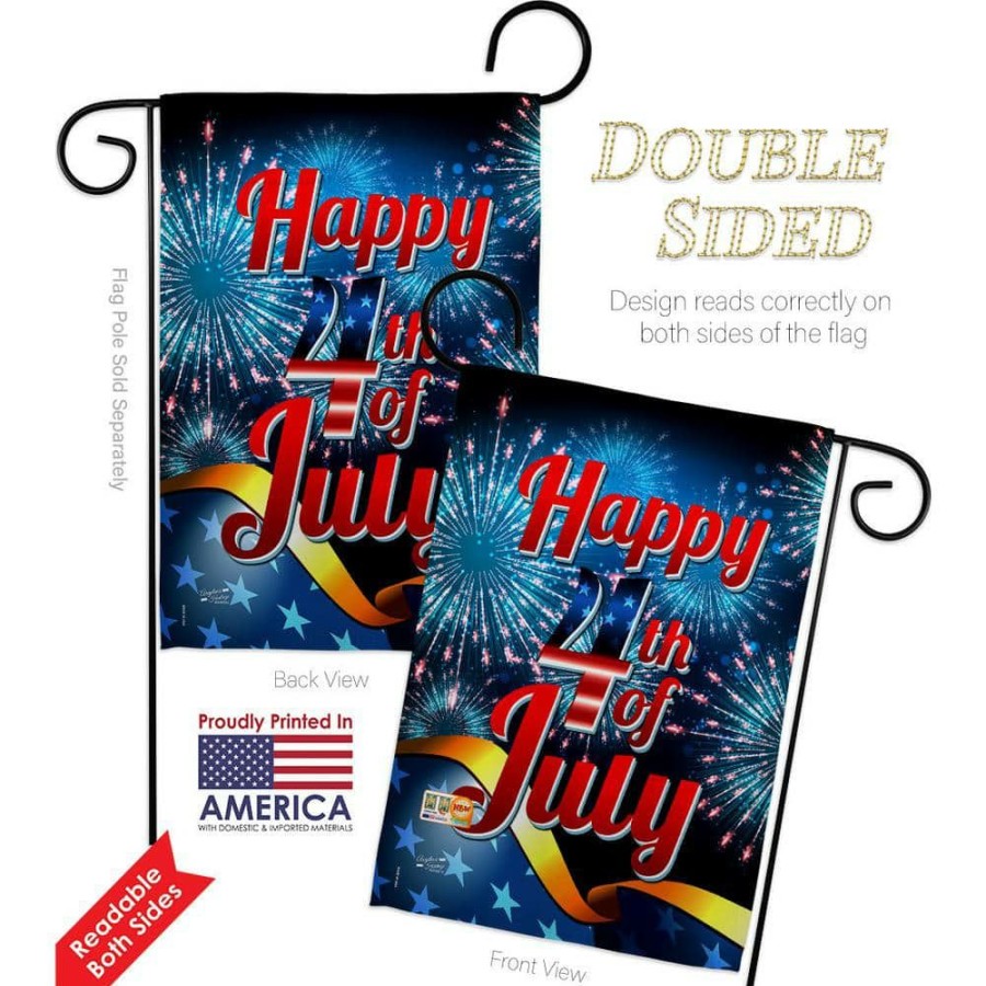 Outdoor Decor * | Angeleno Heritage Made And Designed Los Angeles California 13 In. X 18.5 In. Happy 4Th Of July Patriotic Double-Sided Garden Flag Patriotic Decorative Vertical Flags