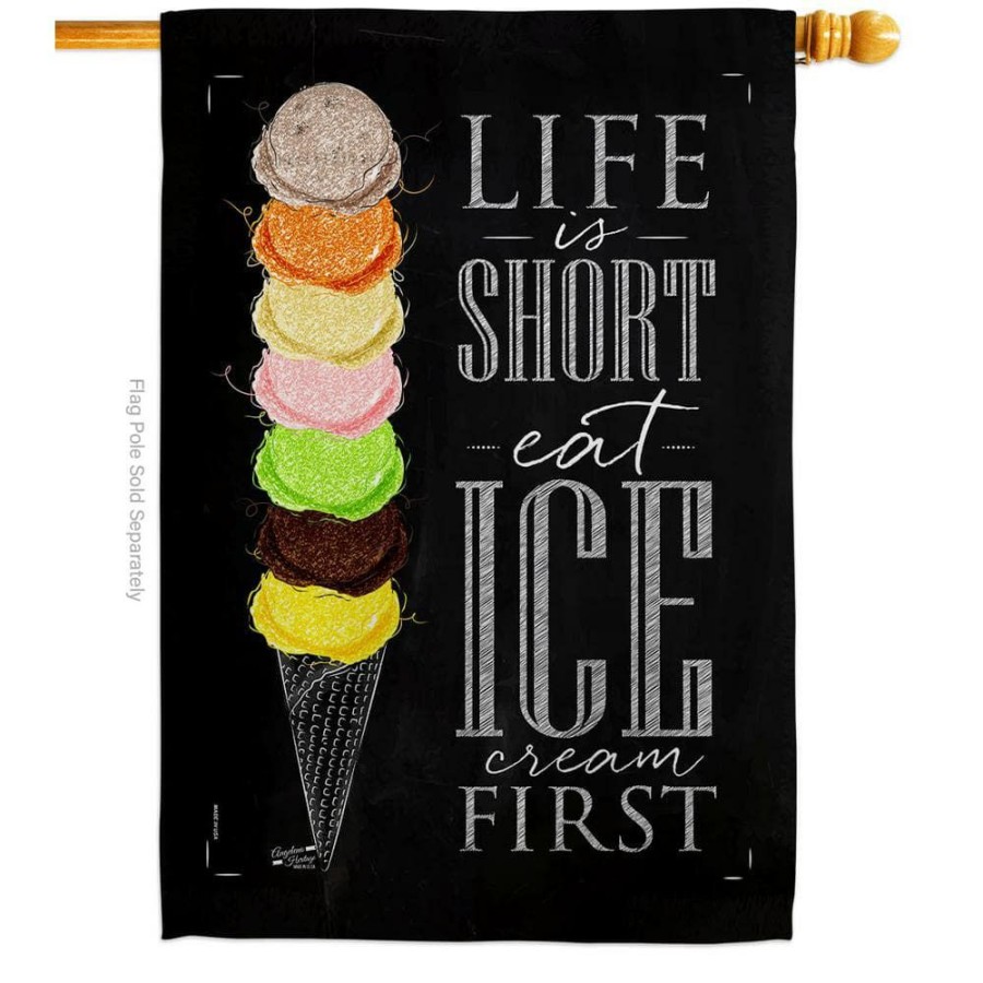 Outdoor Decor * | Angeleno Heritage Made And Designed Los Angeles California 28 In. X 40 In. Eat Ice Cream First Food House Flag Double-Sided Decorative Vertical Flags