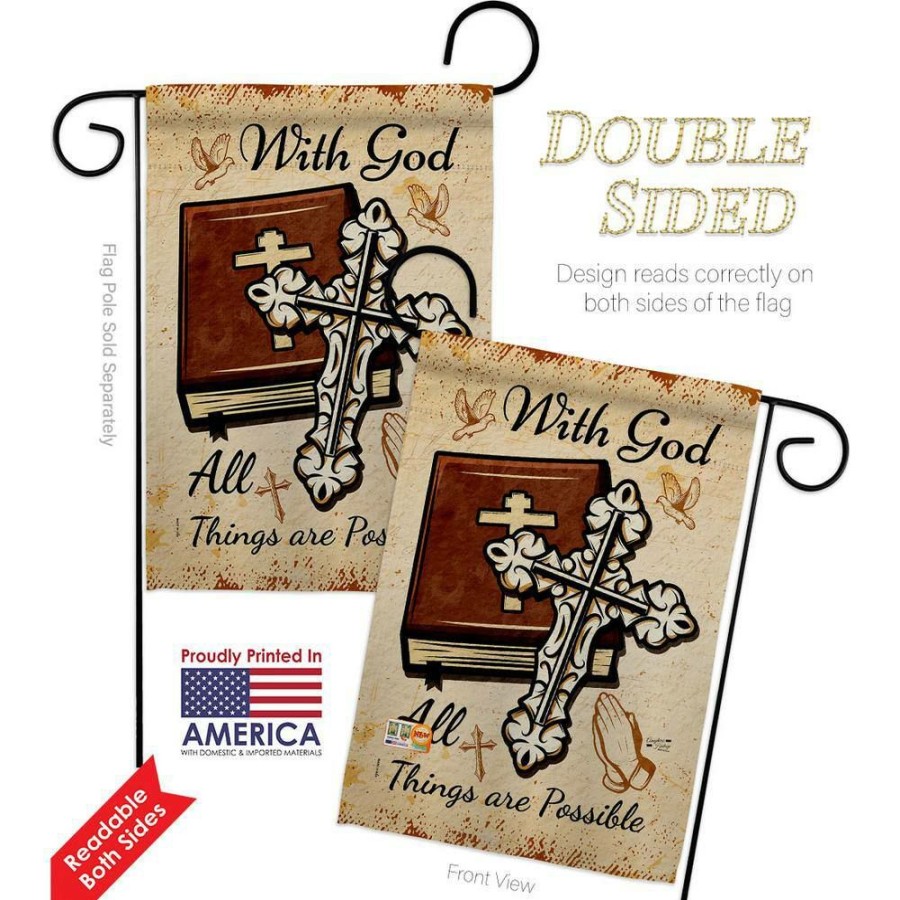 Outdoor Decor * | Angeleno Heritage Made And Designed Los Angeles California 13 In. X 18.5 In. Things Are Possible Religious Double-Sided Garden Flag Religious Decorative Vertical Flags