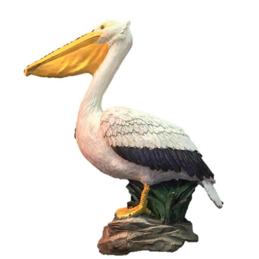 Outdoor Decor * | Homestyles 20 In. Pelican Bronze Collectible Beach Statue On Coastal Rock