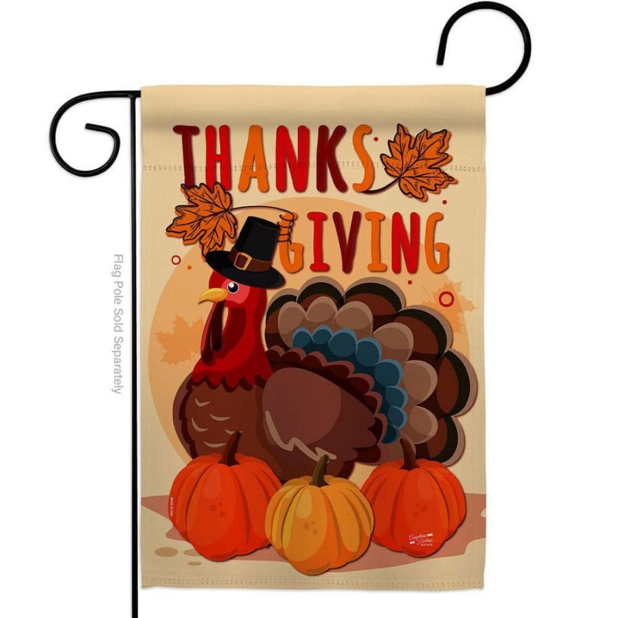 Outdoor Decor * | Angeleno Heritage Made And Designed Los Angeles California 13 In. X 18.5 In. Thanksgiving Turkey Garden Flag Double-Sided Fall Decorative Vertical Flags