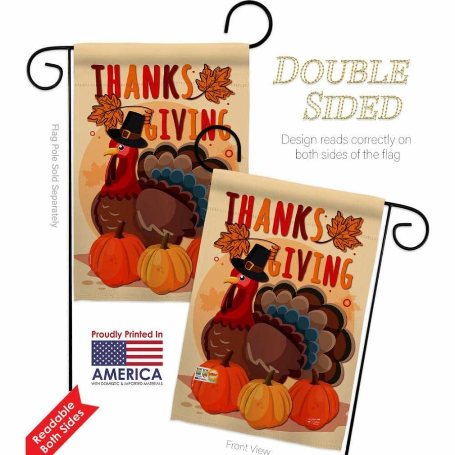 Outdoor Decor * | Angeleno Heritage Made And Designed Los Angeles California 13 In. X 18.5 In. Thanksgiving Turkey Garden Flag Double-Sided Fall Decorative Vertical Flags