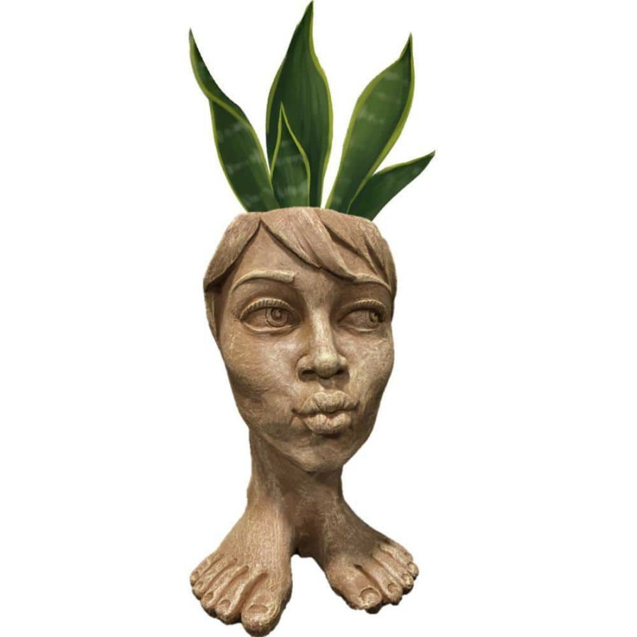 Outdoor Decor * | Homestyles 13 In. Tia Maria Muggly Face Garden Statue Planter Holds 5 In. Pot