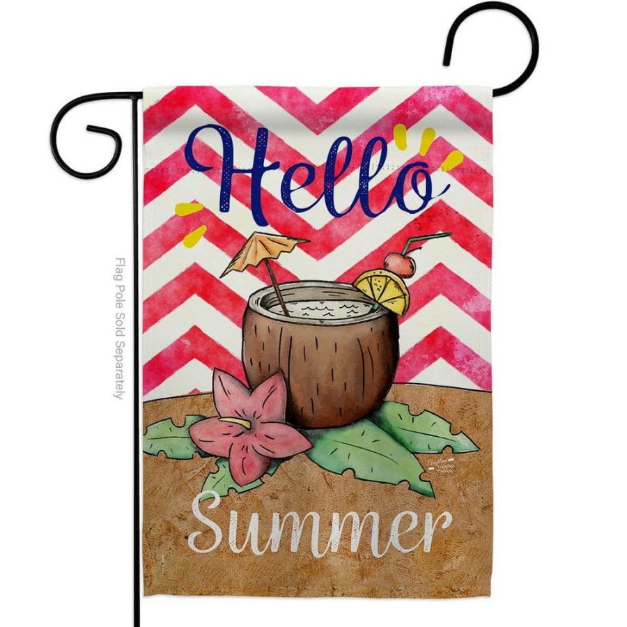 Outdoor Decor * | Angeleno Heritage Made And Designed Los Angeles California 13 In. X 18.5 In. Coconut Summer Drinks Beverages Double-Sided Garden Flag Beverages Decorative Vertical Flags