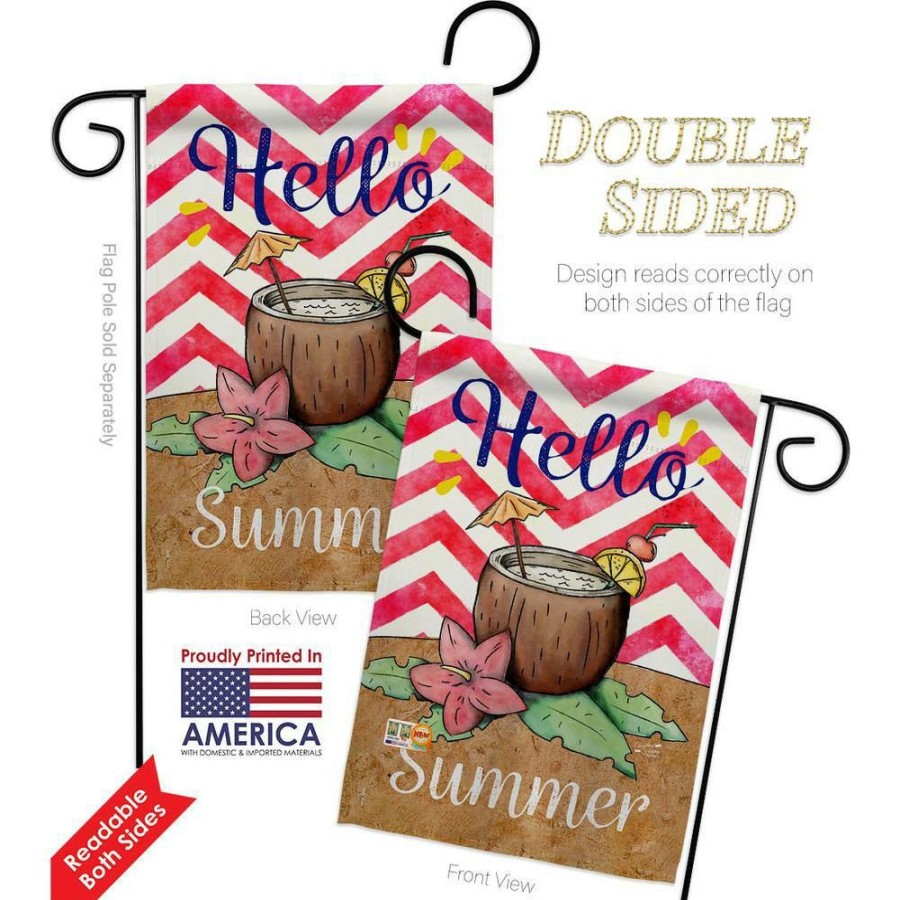 Outdoor Decor * | Angeleno Heritage Made And Designed Los Angeles California 13 In. X 18.5 In. Coconut Summer Drinks Beverages Double-Sided Garden Flag Beverages Decorative Vertical Flags