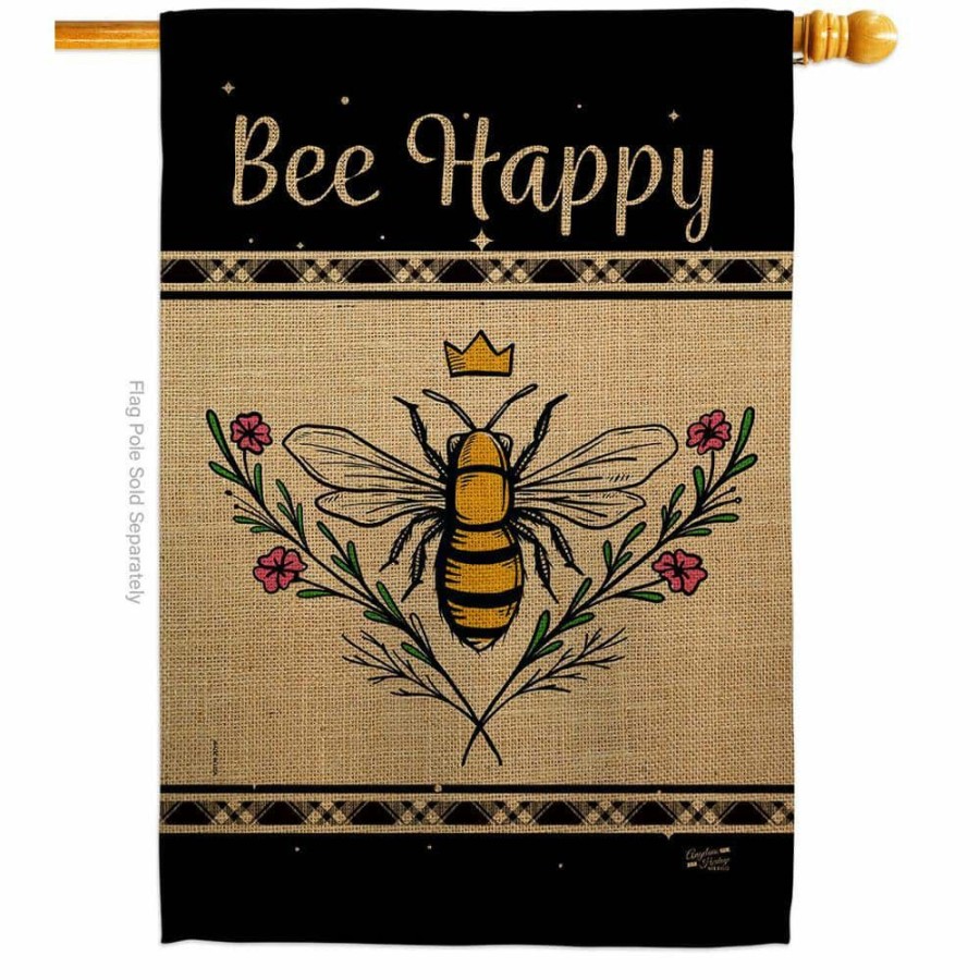 Outdoor Decor * | Angeleno Heritage Made And Designed Los Angeles California 28 In. X 40 In. Queen Bee Happy Garden Friends House Flag Double-Sided Decorative Vertical Flags