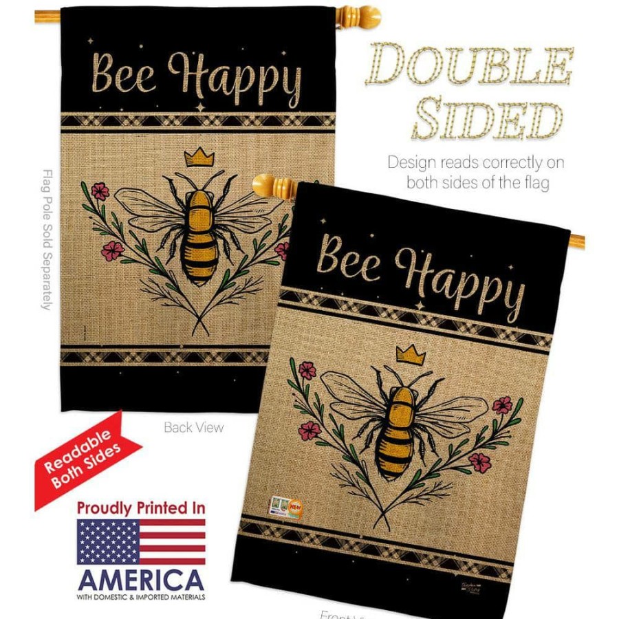 Outdoor Decor * | Angeleno Heritage Made And Designed Los Angeles California 28 In. X 40 In. Queen Bee Happy Garden Friends House Flag Double-Sided Decorative Vertical Flags