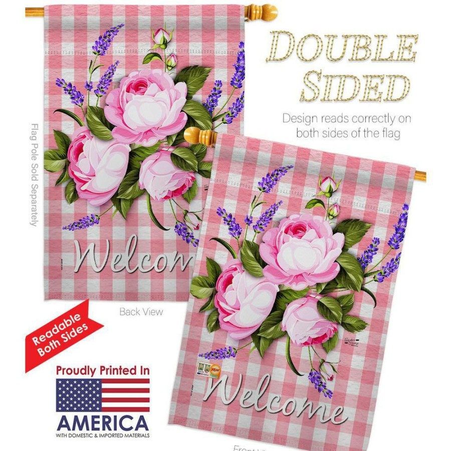 Outdoor Decor * | Angeleno Heritage Made And Designed Los Angeles California 28 In. X 40 In. Roses Spring House Flag Double-Sided Decorative Vertical Flags