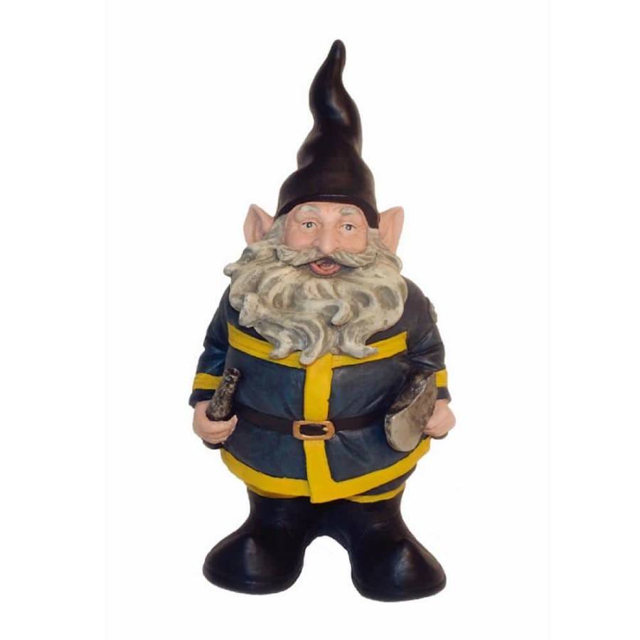 Outdoor Decor * | Homestyles 13 In. H "Fireman The Hero" Garden Gnome Firefighter Holding A Fire Hose And Axe Figurine Statue