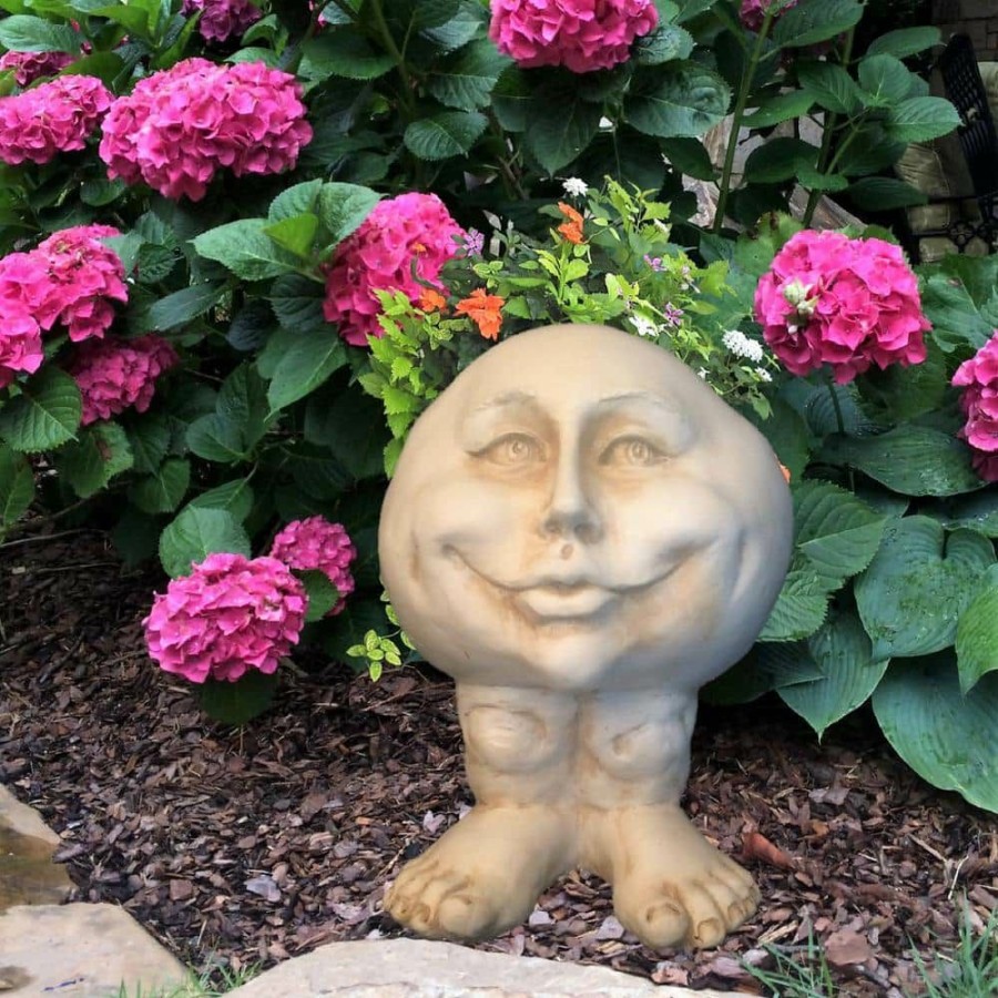 Outdoor Decor * | Homestyles 12 In. Antique White Mama Petunia The Muggly Statue Face Planter Holds 4 In. Pot