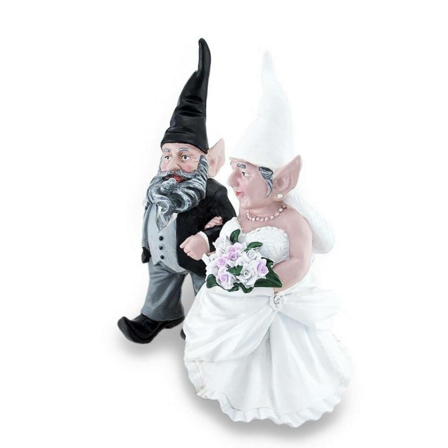 Outdoor Decor * | Homestyles 14 In. H Bride And Groom Wedding Gnome Married Couple Home And Garden Gnome Collectible Statue