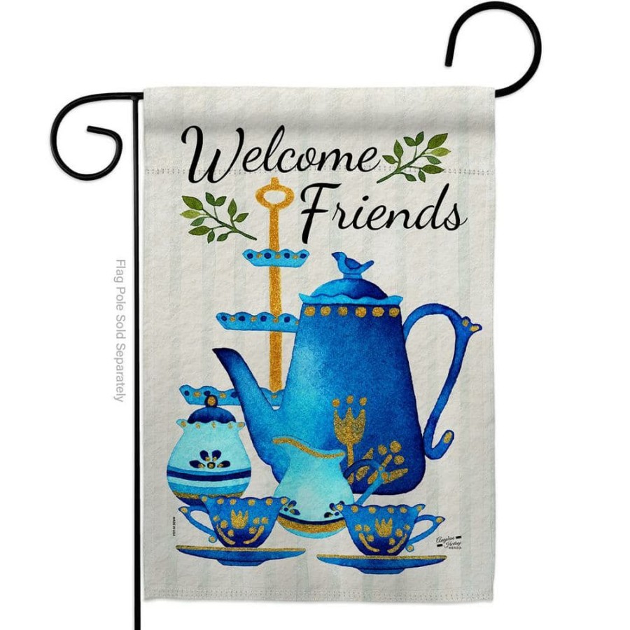 Outdoor Decor * | Angeleno Heritage Made And Designed Los Angeles California 13 In. X 18.5 In. Friends And Tea Expression Double-Sided Garden Flag Expression Decorative Vertical Flags