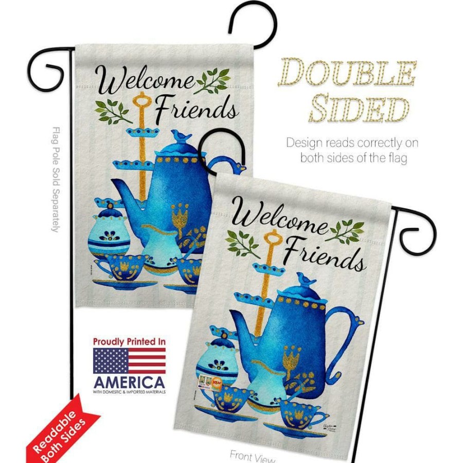 Outdoor Decor * | Angeleno Heritage Made And Designed Los Angeles California 13 In. X 18.5 In. Friends And Tea Expression Double-Sided Garden Flag Expression Decorative Vertical Flags