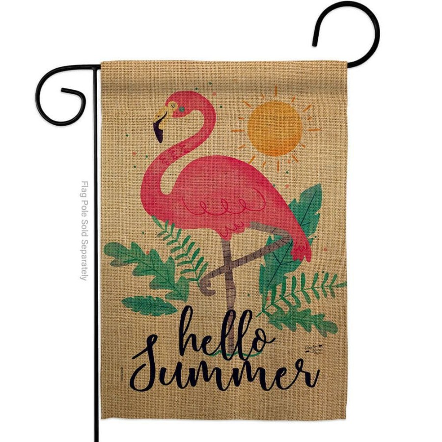 Outdoor Decor * | Angeleno Heritage Made And Designed Los Angeles California 13 In. X 18.5 In. Summer Flamingo Coastal Double-Sided Garden Flag Coastal Decorative Vertical Flags