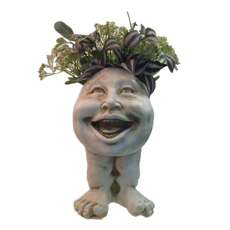 Outdoor Decor * | Homestyles 14 In. Antique White Aunt Minnie Muggly Planter Garden Statue Holds 6 In. Pot