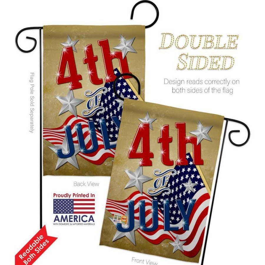 Outdoor Decor * | Angeleno Heritage Made And Designed Los Angeles California 13 In. X 18.5 In. 4Th Of July Patriotic Double-Sided Garden Flag Patriotic Decorative Vertical Flags