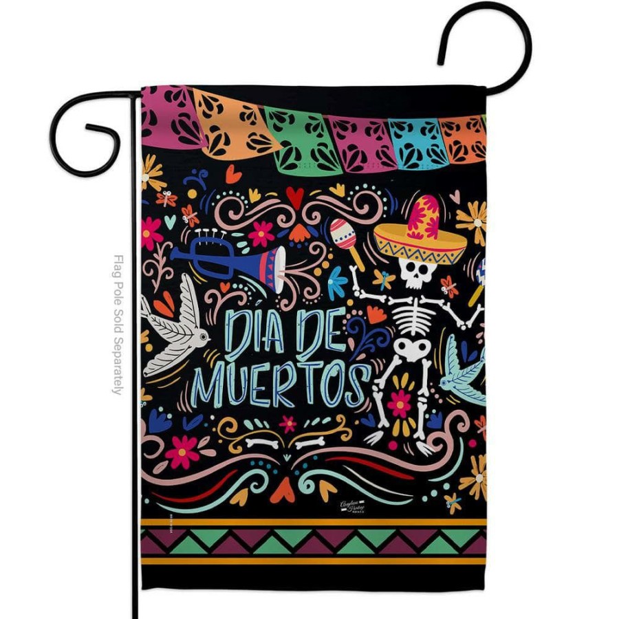 Outdoor Decor * | Angeleno Heritage Made And Designed Los Angeles California 13 In. X 18.5 In. Colorful Dia De Muertos Garden Flag Double-Sided Fall Decorative Vertical Flags