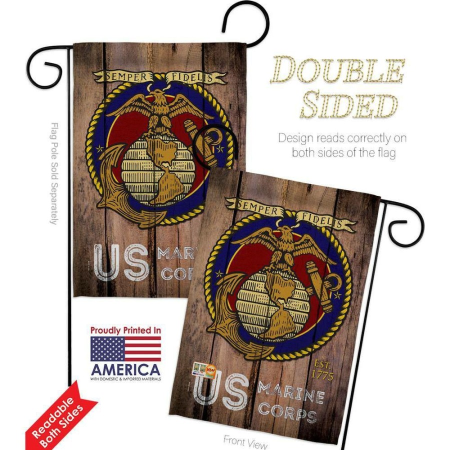 Outdoor Decor * | Angeleno Heritage Made And Designed Los Angeles California 13 In. X 18.5 In. Us Marine Corps Garden Flag Double-Sided Readable Both Sides Armed Forces Marine Corps Decorative