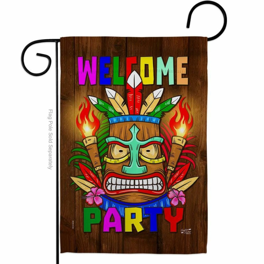 Outdoor Decor * | Angeleno Heritage Made And Designed Los Angeles California 13 In. X 18.5 In. Welcome Tiki Party Celebration Double-Sided Garden Flag Celebration Decorative Vertical Flags