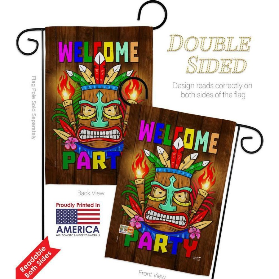 Outdoor Decor * | Angeleno Heritage Made And Designed Los Angeles California 13 In. X 18.5 In. Welcome Tiki Party Celebration Double-Sided Garden Flag Celebration Decorative Vertical Flags