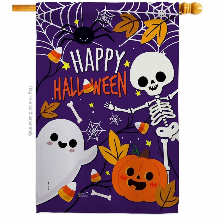 Outdoor Decor * | Angeleno Heritage Made And Designed Los Angeles California 28 In. X 40 In. Happy Halloween Fall House Flag Double-Sided Decorative Vertical Flags