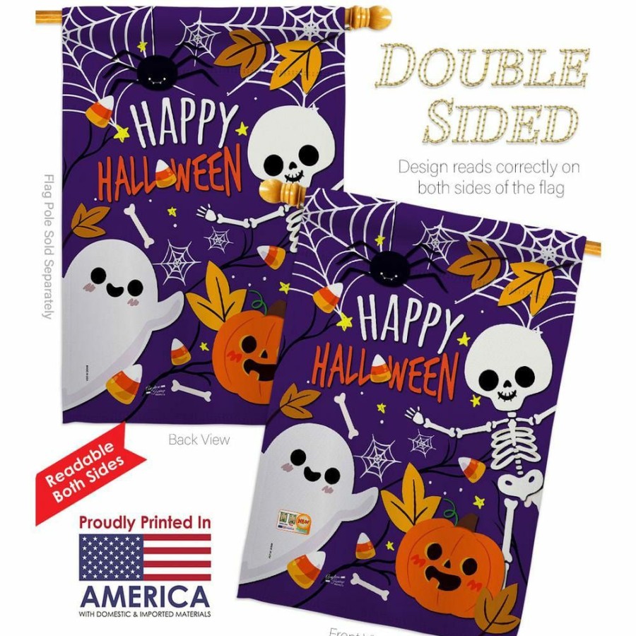 Outdoor Decor * | Angeleno Heritage Made And Designed Los Angeles California 28 In. X 40 In. Happy Halloween Fall House Flag Double-Sided Decorative Vertical Flags