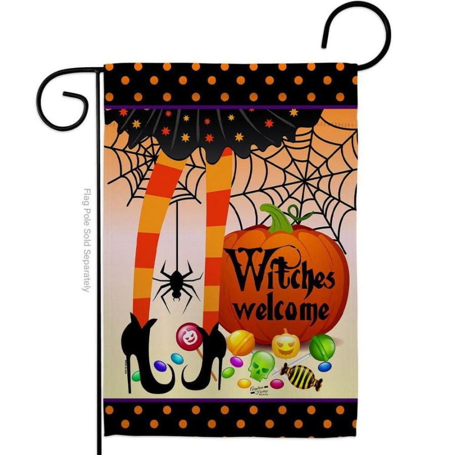 Outdoor Decor * | Angeleno Heritage Made And Designed Los Angeles California 13 In. X 18.5 In. Witches Welcome Garden Flag Double-Sided Fall Decorative Vertical Flags