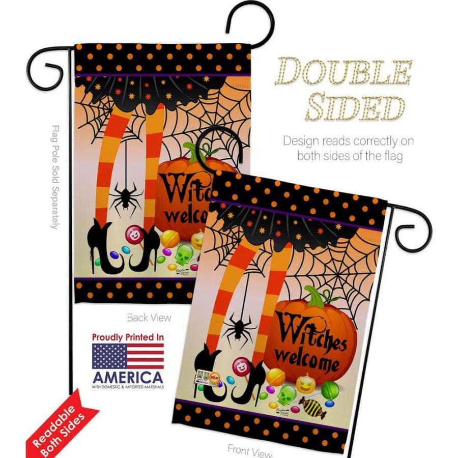 Outdoor Decor * | Angeleno Heritage Made And Designed Los Angeles California 13 In. X 18.5 In. Witches Welcome Garden Flag Double-Sided Fall Decorative Vertical Flags