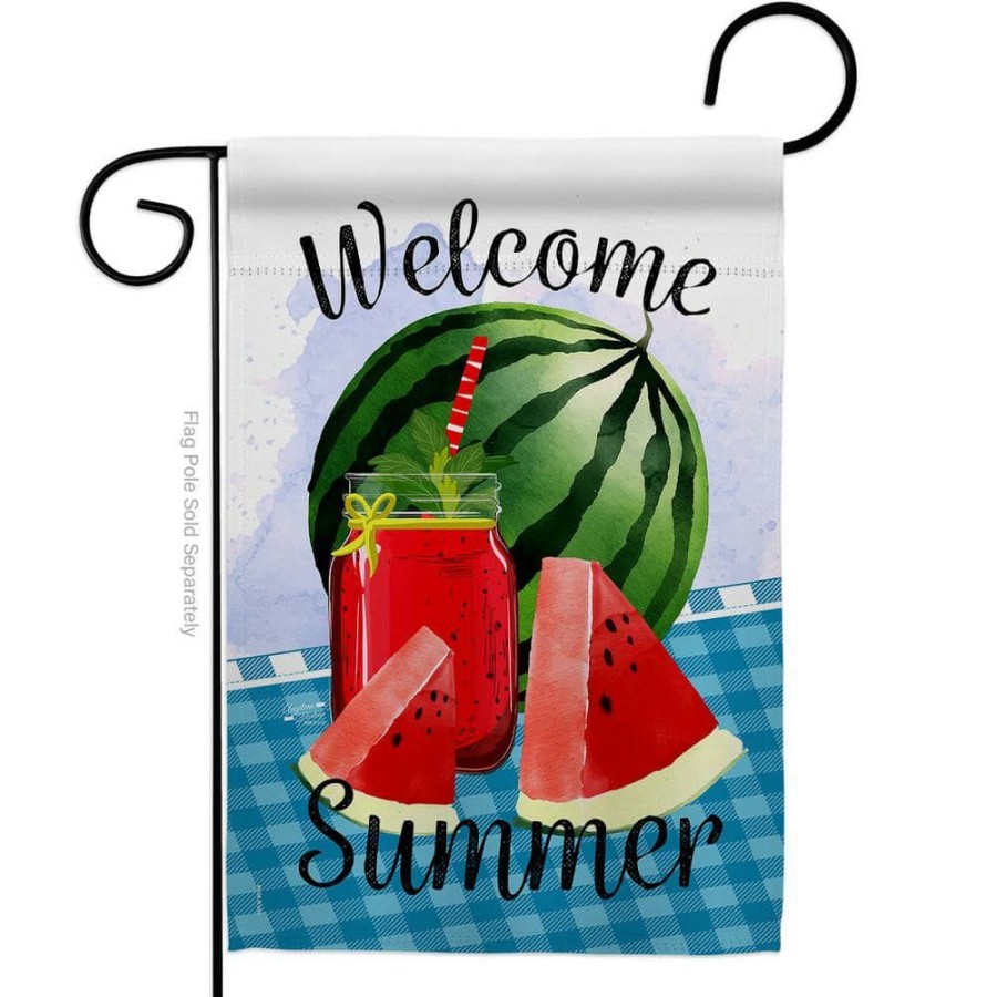 Outdoor Decor * | Angeleno Heritage Made And Designed Los Angeles California 13 In. X 18.5 In. Watermelon Summer Food Double-Sided Garden Flag Food Decorative Vertical Flags