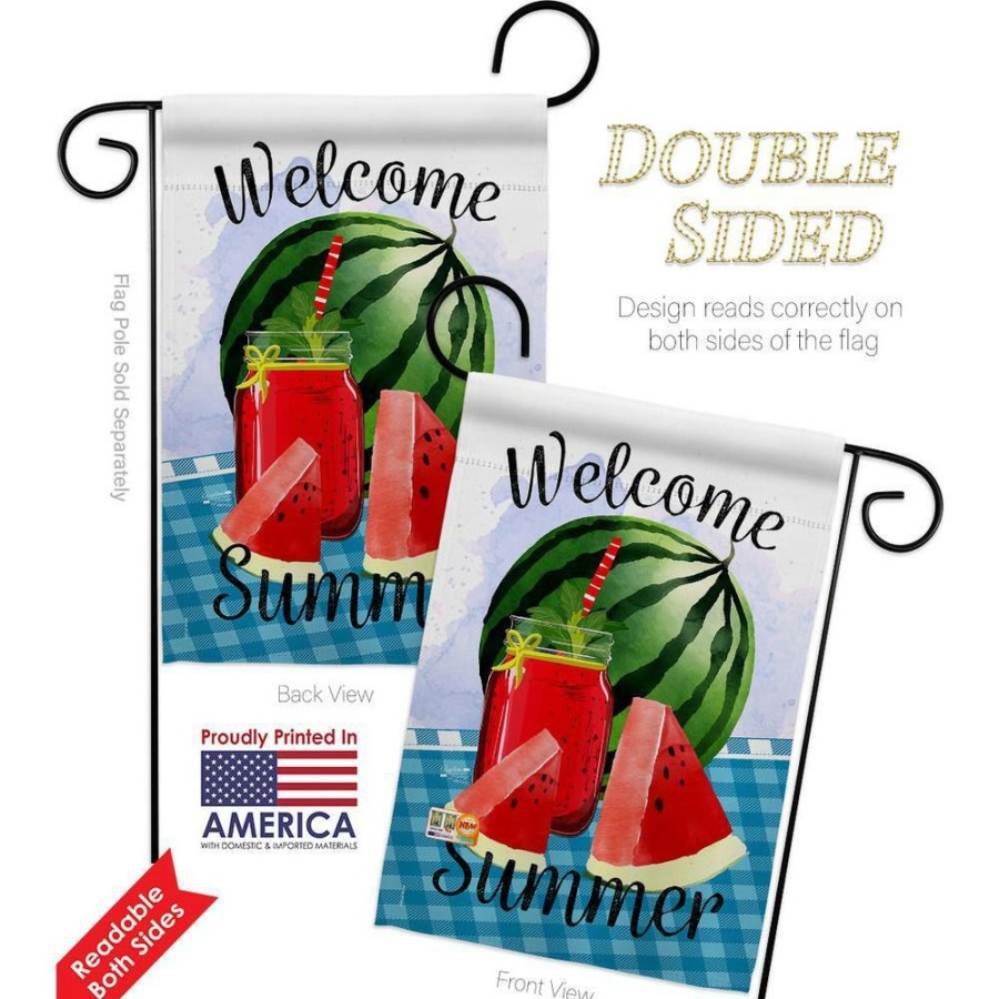 Outdoor Decor * | Angeleno Heritage Made And Designed Los Angeles California 13 In. X 18.5 In. Watermelon Summer Food Double-Sided Garden Flag Food Decorative Vertical Flags