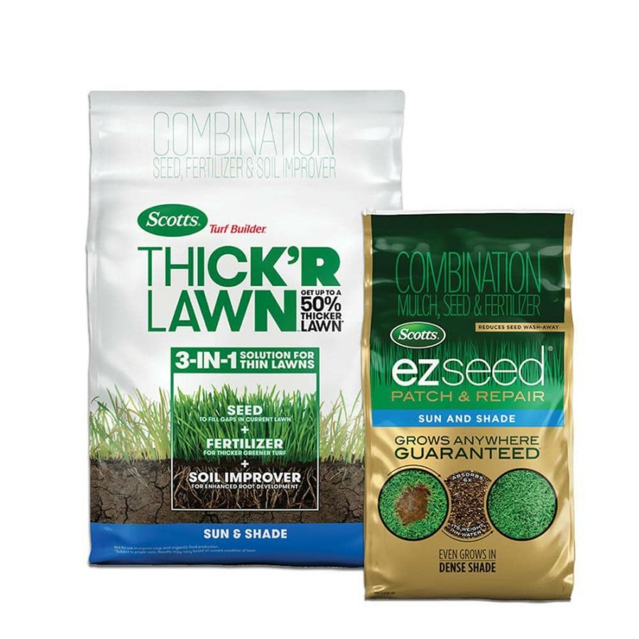 Lawn Care * | Scotts Turf Builder Thick'R Lawn 40 Lbs. Sun And Shade Grass Seed And Ez Seed 10 Lbs. Sun And Shade Bundle