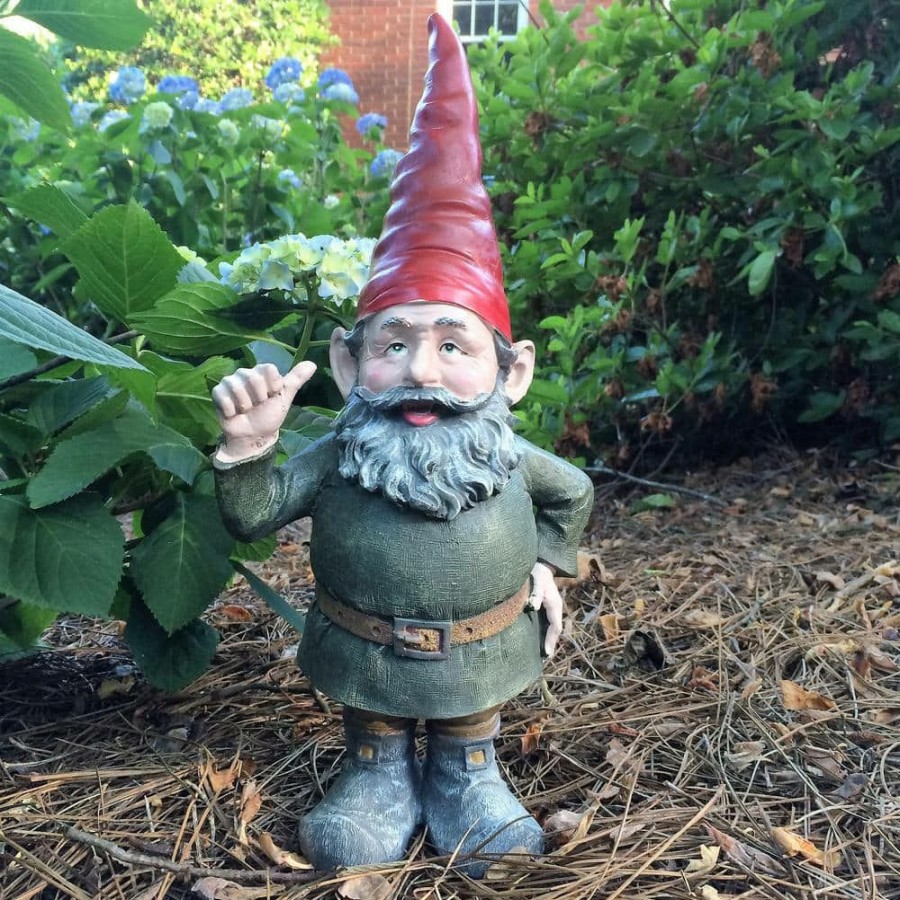 Outdoor Decor * | Homestyles 14.5 In. H Rumple The Garden Gnome Thumbs Up Figurine Statue