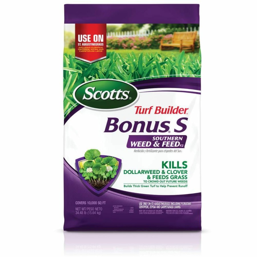 Lawn Care * | Scotts Turf Builder Bonus S 34.48 Lbs. 10,000 Sq. Ft. Florida Weed And Feed Weed Killer Plus Lawn Fertilizer