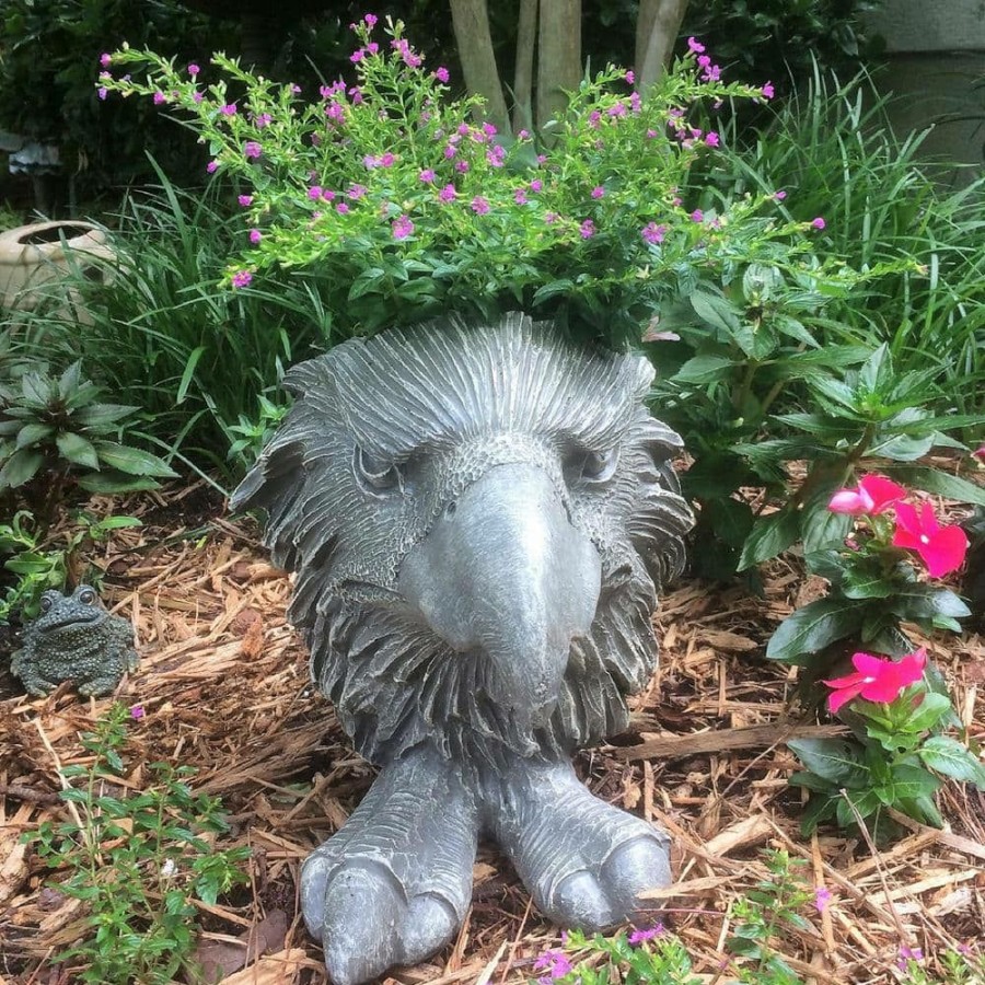 Outdoor Decor * | Homestyles 13 In. Graystone Eagle Mascot Muggly Mascot Animal Statue Planter Holds A 5 In. Pot