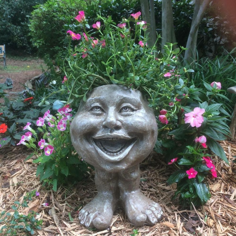 Outdoor Decor * | Homestyles 12 In. Stone Wash Aunt Minnie The Muggly Statue Face Planter Holds 4 In. Pot