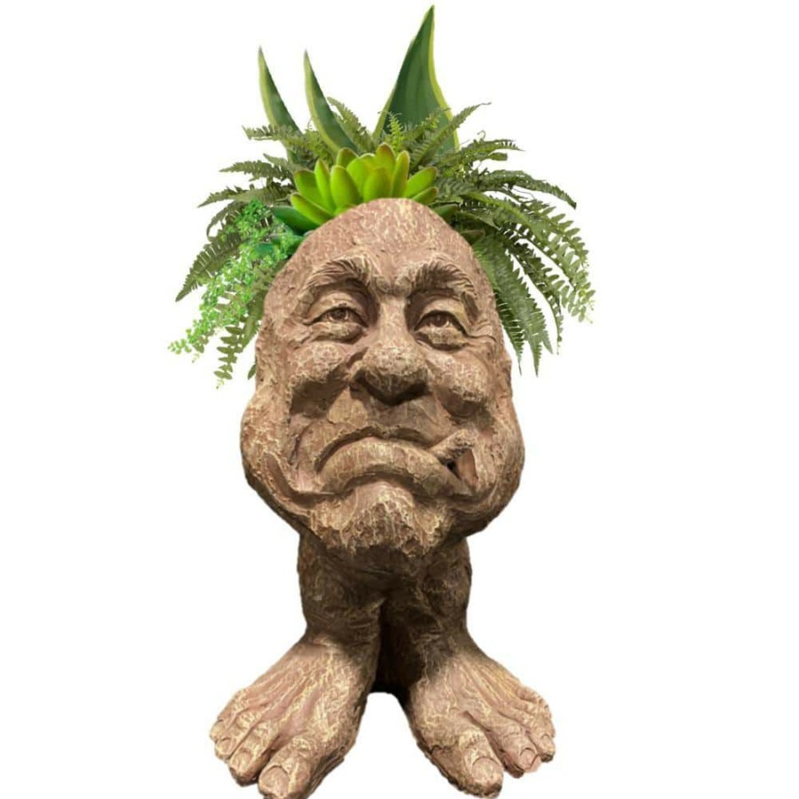 Outdoor Decor * | Homestyles 16 In. Neighbor Magoo Muggly Face Garden Statue Planter Holds 8 In. Pot