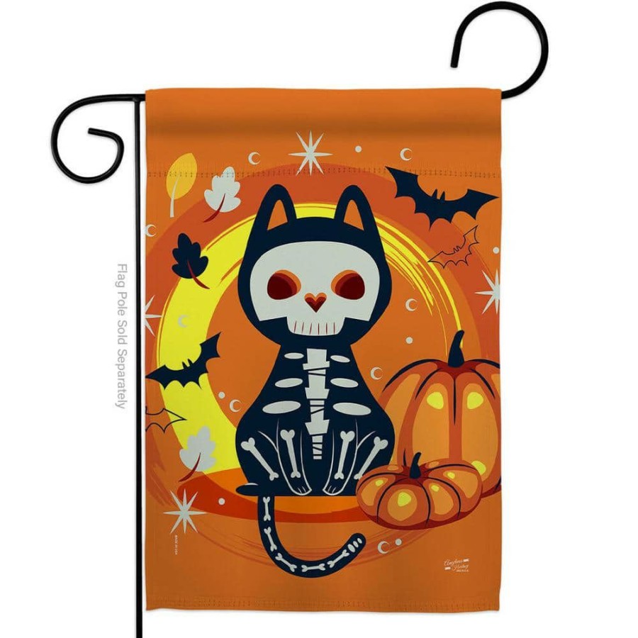 Outdoor Decor * | Angeleno Heritage Made And Designed Los Angeles California 13 In. X 18.5 In. Halloween Black Cat Garden Flag Double-Sided Fall Decorative Vertical Flag