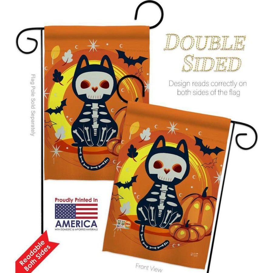 Outdoor Decor * | Angeleno Heritage Made And Designed Los Angeles California 13 In. X 18.5 In. Halloween Black Cat Garden Flag Double-Sided Fall Decorative Vertical Flag