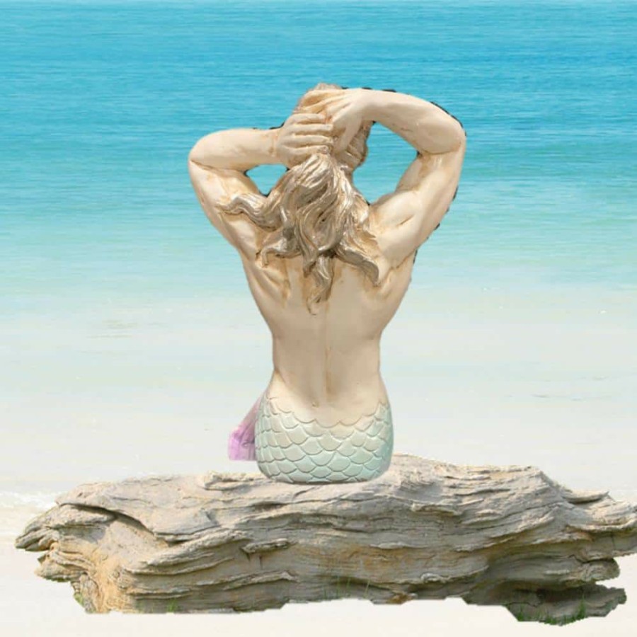 Outdoor Decor * | Homestyles 15 In. Merman Mermaid Triton Shelf Sitter Nautical Beach Statue