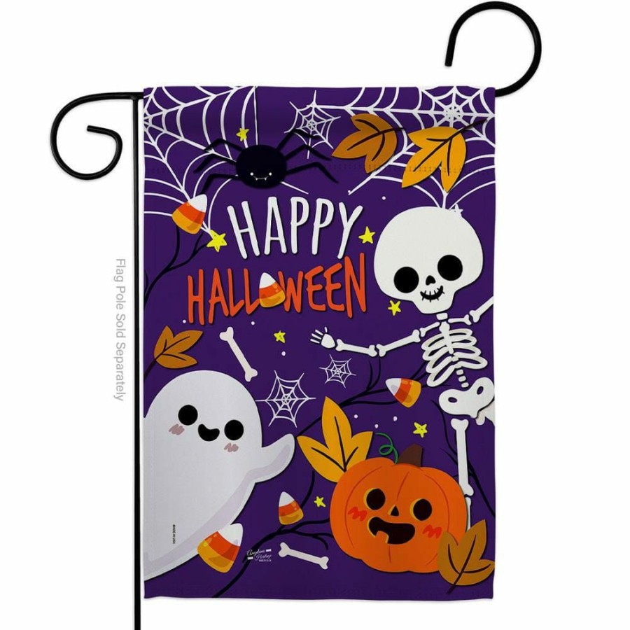 Outdoor Decor * | Angeleno Heritage Made And Designed Los Angeles California 13 In. X 18.5 In. Happy Halloween Garden Flag Double-Sided Fall Decorative Vertical Flags