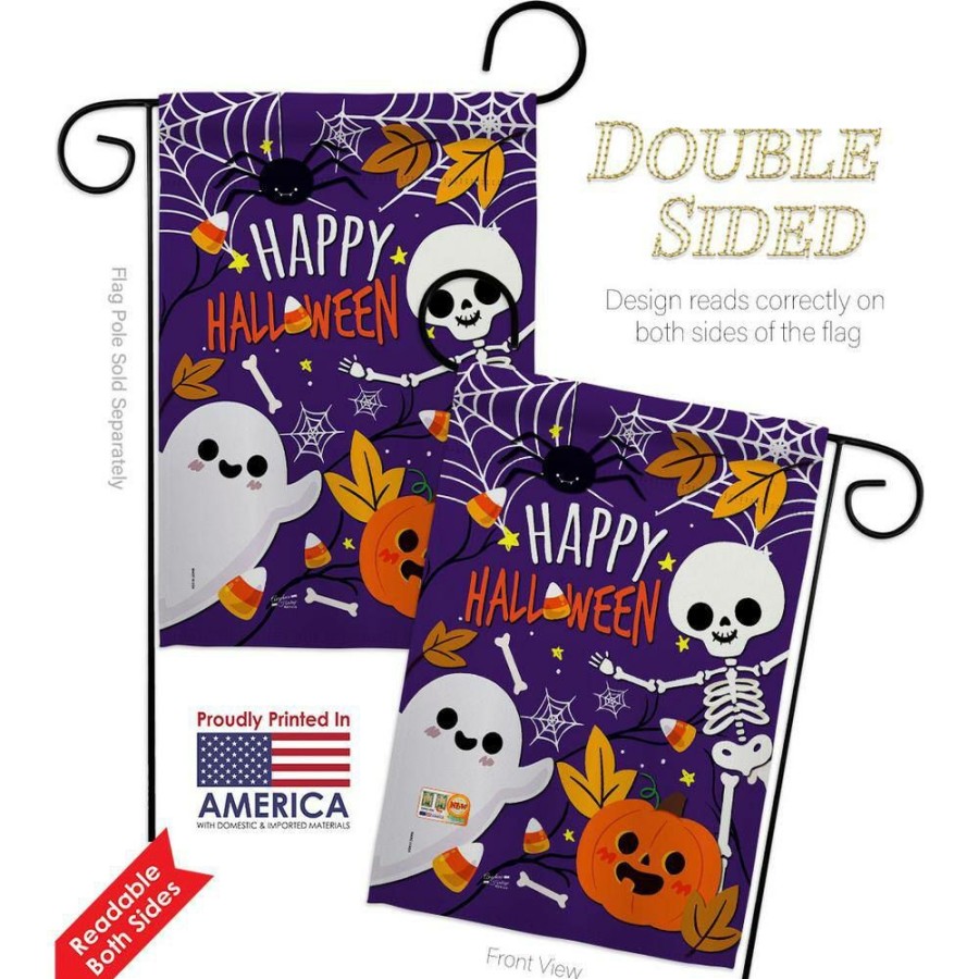 Outdoor Decor * | Angeleno Heritage Made And Designed Los Angeles California 13 In. X 18.5 In. Happy Halloween Garden Flag Double-Sided Fall Decorative Vertical Flags